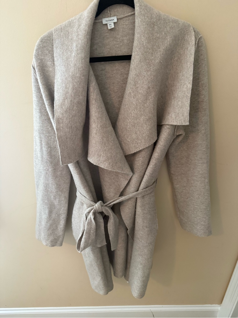 Cuyana Wool Cashmere Wrap Sweater Coat • M / L • creamy oatmaeal